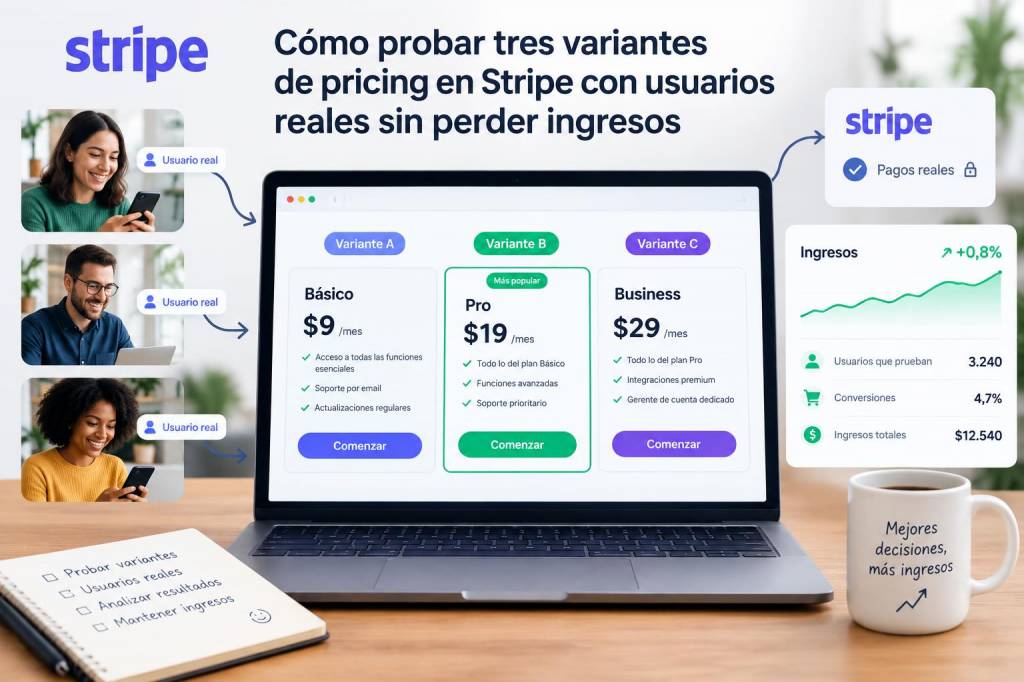 Cómo probar tres variantes de pricing en stripe con usuarios reales sin perder ingresos